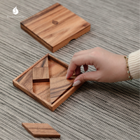Tangram de Madera, Rompecabezas Creativo de Formas para Niños y Adultos, Nivel de Habilidad Principiante y Avanzado, Hecho en Tailandia, Marca SiamMandalay