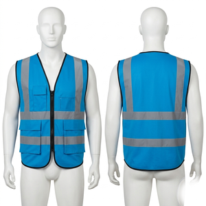 Gilet de travail réfléchissant noir en maille polyester 120 GSM de qualité supérieure, multi-panneaux, vêtement de sécurité, impression de logo personnalisée - Product Image 5