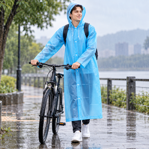 Imperméable réutilisable en EVA pour adulte, imperméable d'urgence à capuche long et léger pour les voyages en plein air, le camping et la randonnée - Product Image 3