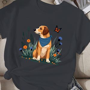 <b>dog</b> with plants and flowers women's comfit <b>t</b>-<b>shirt</b> - Product Image 1