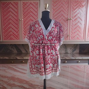Robe de soirée africaine pour femmes, robes ethniques, robes courtes kaftan pour femmes KFCS176, meilleure fabrication de robes pour femmes avec impression à la main - Product Image 4