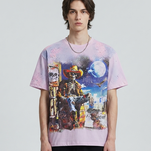 Camiseta personalizada de color rosa, lavada, de corte regular, cuello redondo, 100% algodón, suave, transpirable, de manga corta, estampada, para uso unisex. - Product Image 6