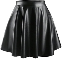 Jupe en cuir noire taille haute pour femme, coupe trapèze, mini-jupe évasée style skater, élégante, décontractée, pour soirée, mode