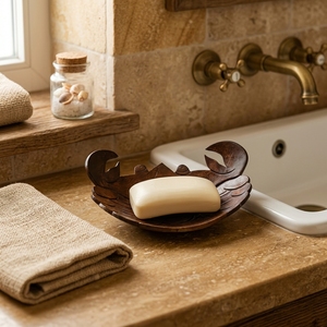 Jabonera en forma de cangrejo de cáscara de coco Natural, jabonera para bañera, platos, accesorios de baño - Product Image 6