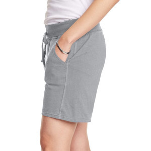 Shorts décontractés respirants pour femmes, 100 % coton et molleton, coupe régulière, couleur unie, taille élastique avec cordon de serrage - Product Image 6