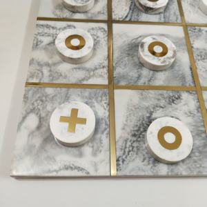 เกมติ๊กแท็กโทเรซิ่นหินอ่อนสุดหรู พร้อมกริดฝังทอง ของตกแต่งโต๊ะกาแฟ เกมกระดานสำหรับตกแต่งบ้านสไตล์โมเดิร์น ของขวัญสุดพิเศษ - Product Image 3