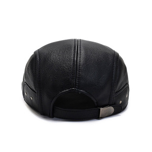 PU Leather <b>Newsboy</b> Cap Adjustable Flat <b>Hat</b> England Style Unisex Breathable Casual Wear Spring Autumn 56-58CM - Product Image 6