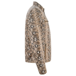 Blouson moto en cuir imprimé peau de serpent pour homme, col montant, fermeture éclair, manches classiques, style motard automne - Product Image 5