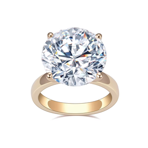 Anillo de Compromiso de Diamantes de Corte Brillante Redondo en Oro Amarillo para Mujer, Estilo Clásico - Product Image 4