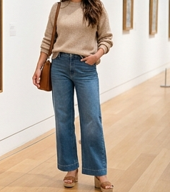 High Waist Straight Leg <b>Denim</b> Jeans Women Full Length Stonewashed Cotton Casual Autumn Style - Product Image 2