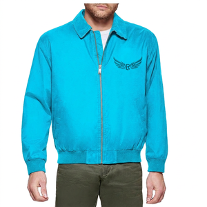 Veste bleu marine pour homme avec logo brodé en forme d'ailes, col rabattu, fermeture éclair, vêtement décontracté pour l'automne - Product Image 4