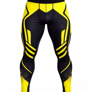 Leggings de compression pour hommes, respirants, en spandex/polyester, longueur intégrale, taille élastique, légers, ajustement compressif pour l'entraînement physique - Product Image 2