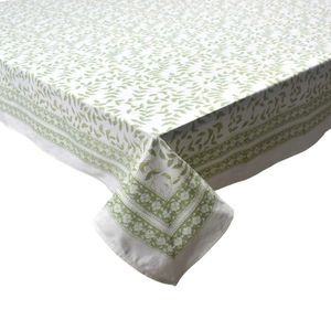 Floral Printed Cotton <b>Linen</b> 4-6 Seater 150 x 220 cms Rectangular Outdoor Pastoral Style Washable Blue White Pattern For Sale - Product Image 6