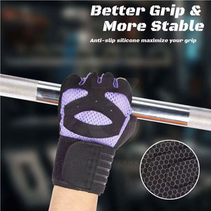 Innovative Half Finger Neoprene Fitness Gloves-Durable Ergonomic Shape Adjustable Wrist <b>Strap</b> Comfortable Hand Palm Protection - Product Image 4