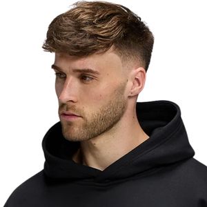 Sudadera con Capucha para Hombre, Diseño Relaxed Fit, Color Negro con Logotipo Dorado, Estilo Casual, Forro Polar, Ropa de Calle para Invierno - Product Image 3
