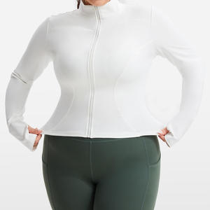Yoga <b>Jacket</b> Gold Zipper Women <b>Slim</b> Fit Long Sleeved Windproof Yoga Fitness Slimming Tight <b>Fitting</b> <b>Jacket</b> for Outdoor Sports - Product Image 4