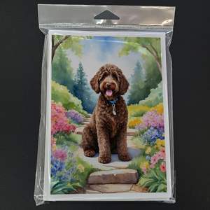 Labradoodle Spring Path Whimsical A7 <b>Greeting</b> <b>Cards</b> Pack of 8 Blank Note <b>Cards</b> with Envelopes Size 5x7 - Product Image 3