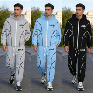 Men's Trendy White Black Nylon Fabric Custom Logo Print Piping Detail Turtleneck Zipper Two Piece Casual Sports Windbreaker sets - Product Image 2