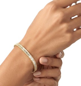DEF Color VS VVS Clarity IGI Certified 10K 14K 18K <b>Solid</b> Gold Baguette & Round Cut Lab Grown Diamond Eternity Tennis <b>Bracelet</b> - Product Image 6