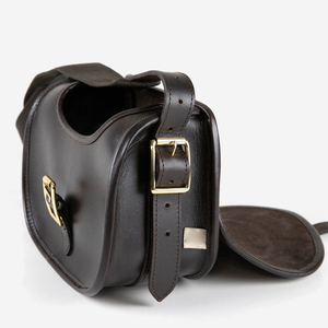 Pochette tactique en cuir marron à 5 emplacements, fermeté moyenne, pour 8x 25-30 munitions, sac utilitaire de chasse et de tir - Product Image 2