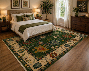 Dark Green Handmade Wool Rug, Oushak Style Area Rug, Floral Vintage Carpet, Living Room Bedroom Rug, Boho Oriental Rug, Custom S - Product Image 4