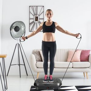 Macchina per Allenamento a Vibrazione a 120 Livelli con Ventosa di Stabilità e 2 Bande di Resistenza per Allenamento di Forza su Tutto il Corpo, Piattaforma ad Alto Carico - Product Image 5