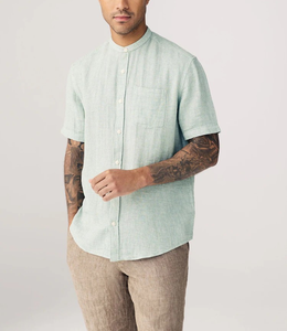 Camisa de Manga Corta para Hombre, Cuello Clásico, 100% Algodón y Lino, Estilo Casual de Verano, Varias Opciones de Color, Fabricación OEM - Product Image 4