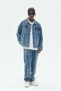 Veste en jean indigo foncé de qualité supérieure |   Vêtements d'extérieur en jean classiques pour hommes minimalistes - Product Image 2