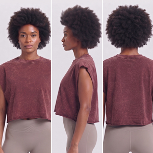 Camiseta sin mangas con cuello redondo para mujer, chaleco deportivo con efecto lavado ácido, 230 g/m² de algodón, ropa deportiva para mujer, chaleco deportivo extragrande - Product Image 6