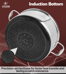 Juego de Utensilios de Cocina de Acero Inoxidable 18/10 de Alta Calidad, 12 Piezas, con Patrón Entrecruzado Rojo Antiadherente y Compatibilidad con Inducción - Product Image 4