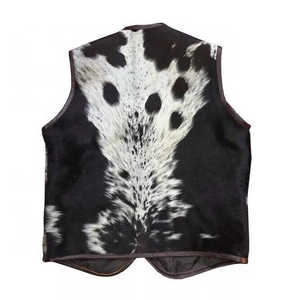 Zipro Industries 2026 Men's Black And <b>White</b> Animal Print Fur Vest V-Neck Single Breasted Casual Winter Outerwear With Pockets - Product Image 4