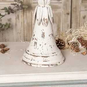 <b>White</b> Distressed <b>Candlestick</b> Holder Tapered Base Round Shape Handmade Christmas Home Decoration - Product Image 5