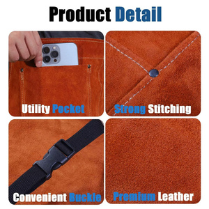 Pantalon de soudeur en cuir de vachette industriel, protection contre le feu, anti-chaleur, ignifuge, antistatique, anti-coupure, résistance à la chaleur 500-1000°C - Product Image 5