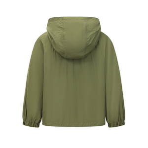 Veste coupe-vent à capuche pour homme, vert olive, respirante, fermeture éclair, style décontracté, vêtement de printemps, coupe régulière, matière polyester - Product Image 3