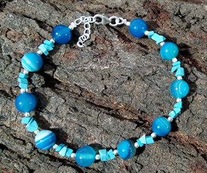 Blue Lace Agate & Turquoise <b>Bracelet</b> in 925 Sterling Silver | Natural Gemstone <b>Beaded</b> <b>Bracelet</b> | Handmade Boho Jewelry for Women - Product Image 6
