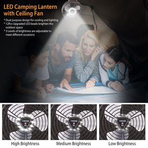 Lámpara LED Portátil de 10400mAh con Ventilador Recargable, Trípode, Linterna Colgante para Tienda de Campaña, Plegable y Oscilante, para Iluminación Exterior - Product Image 3