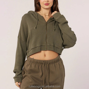 Custom Women's Polyester/Cotton Knitted Eco-Friendly Front Logo Regular Pullover Hoodie with Zipper High Quality - Product Image 1