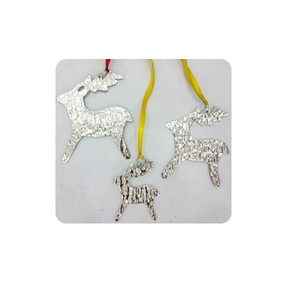 Adornos Colgantes de Reno de Metal Plateado Texturizado Hechos a Mano, Decorativos en Varios Tamaños con Cuerdas, para Navidad - Product Image 2