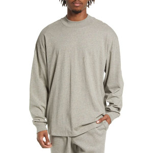 T-shirt à manches longues surdimensionné pour homme, style streetwear, ODM, de haute qualité, couleur unie, décontracté, coton premium, col rond - Product Image 3