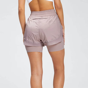 Shorts de Doble Capa para Mujer, Diseño Sólido, Tela de Spandex/Algodón, Transpirable y de Secado Rápido, Corte Ajustado, Estilo Deportivo, Precio - Product Image 5