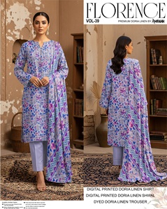 Vestido Lenin de primera calidad para damas, ropa de invierno, trajes Shalwar Kameez para mujeres en lino estampado digital de muy alta calidad. - Product Image 6