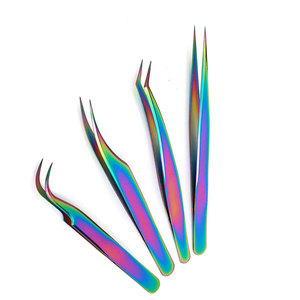 Ensemble de pinces professionnelles pour extensions de cils, kit de 4 pièces, fermeture serrée, utilisation facile, acier inoxydable, emballage personnalisable, logo - Product Image 1