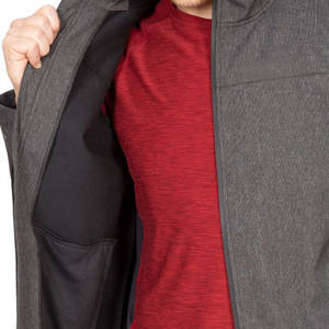 Chaqueta Impermeable Gris Personalizada para Hombre con Detalles Rojos, Bolsillos con Cremallera y Cordones Ajustables - Product Image 4