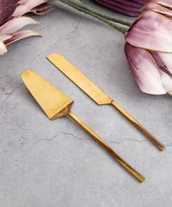 Elegant Gold <b>Cake</b> Server and Knife Set | 2-Piece Stainless Steel <b>Wedding</b> <b>Cake</b> <b>Cutter</b> Set for Anniversary Birthday Party Events - Product Image 3