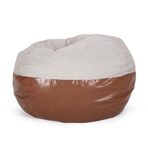 Maxi luce da 5 piedi grigio e caffè marrone sacco divano in tessuto bicolore resistente e Design arrotondato in ecopelle - Product Image 1