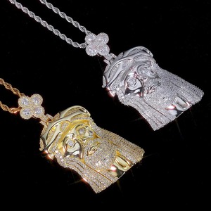 Colgante de la Cara de Jesús en Plata de Ley 925 con Baño de Oro de 18K y Moissanita, Lujoso Collar Religioso con Corona de Espinas, Joyería Cristiana - Product Image 4