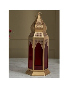 New Handmade Vintage Moroccan Lantern with <b>Red</b> Glass Panels Customized Design Eco-Friendly for Home Decoration - Product Image 1