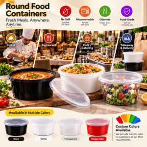 Recipientes Desechables de Plástico PP para Alimentos con Tapas, Aptos para Microondas, Envases para Llevar para Restaurantes y Servicios de Catering - Product Image 4