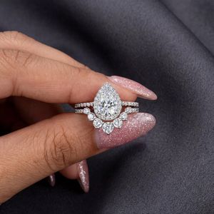 Anillo de Boda de Oro Blanco de 14K con Diamante Cultivado en Laboratorio de 2.01CT, Corte Pera, Estilo Étnico, Banda Curva, Certificado IGI, SPARKLING SPLENDOR, Regalo - Product Image 6