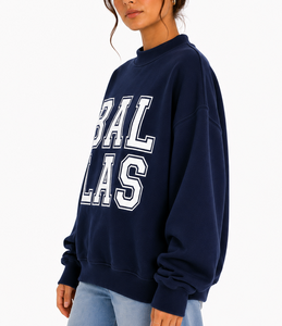 Sweat-shirt à col roulé pour femme en coton 100% de qualité supérieure, épais, doux, en molleton, imprimé, avec patch brodé, décontracté, coupe ample - Product Image 2